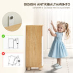 Mobiletto Bagno Salvaspazio con Armadietto a 2 Ripiani e Vano Aperto, 30x30x79,7 cm, Bianco e Legno - immagine 5