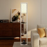 Lampada da Terra 2 in 1 Moderna con 3 Ripiani, Attacco E27, 26 x 26 x 160 cm, Bianco - immagine 9