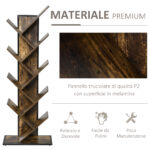 Libreria ad Albero in Legno, Scaffale Salvaspazio a Colonna con 10 Ripiani in Stile Industriale, 50x28x142cm - immagine 7