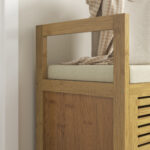 Panca Scarpiera a Doghe da Ingresso con Design a Ribalta, in Legno di Bambù, 1x40x60 cm - immagine 8