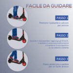 Monopattino Elettrico Pieghevole per Bambini 6+ Anni ad Altezza Regolabile, 71x36,5x75-80 cm, Nero e Rosso - immagine 5