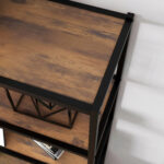 Scaffale Libreria in Stile Vintage con 3 Ripiani, 1 Armadietto in Legno e Telaio in Metallo Nero 76x33x162,5cm - immagine 8