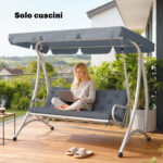 Cuscino da Giardino in Stile Capitonné con 6 Lacci, in Cotone e Poliestere, 150x98x8 cm, Grigio Scuro - immagine 9