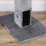 Albero Tiragraffi per Gatti con 2 Palline Giocattolo e Spazzola, in Legno, Iuta e Peluche, 59,5x39x79 cm, Grigio - immagine 9