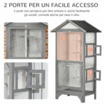 Voliera per Uccelli da Esterno in Legno di Abete, 80,5x57x158,5cm, Grigio Chiaro - immagine 6