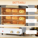 Fornetto Elettrico 12L con Timer e Temperatura Regolabile, in Acciaio e Plastica, 31,5x27,7x22,7 cm, Bianco e Oro - immagine 8