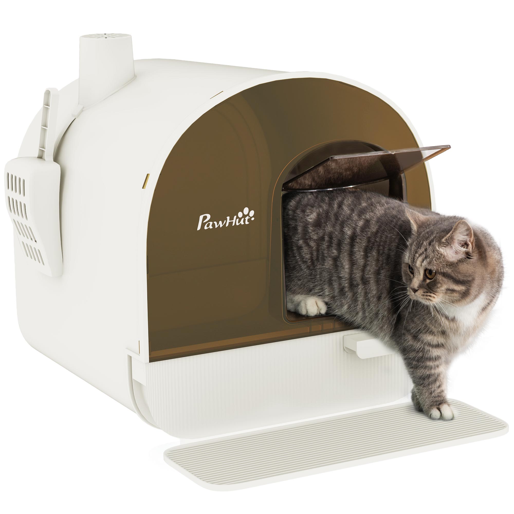 GCy011197cb5642a2.jpg Lettiera per Gatti Chiusa con Filtri, Paletta e Vassoio Removibile, Struttura in PP, 43x44x47 cm, Bianca e Nera - immagine 1