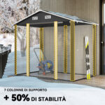 Casetta porta Attrezzi con Porte Scorrevoli e 4 Prese d'Aria, in Acciaio e PP 196x236x208 cm, Grigio Scuro - immagine 5