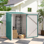 Casetta da Giardino Porta Attrezzi in Acciaio Galvanizzato e Porta, 1x103x160cm, Verde - immagine 8