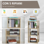 Libreria Scaffale in Legno a Parete con 3 Ripiani, Antiribaltamento, Piedini Antiscivolo, 40x29,2x87,9cm - immagine 4