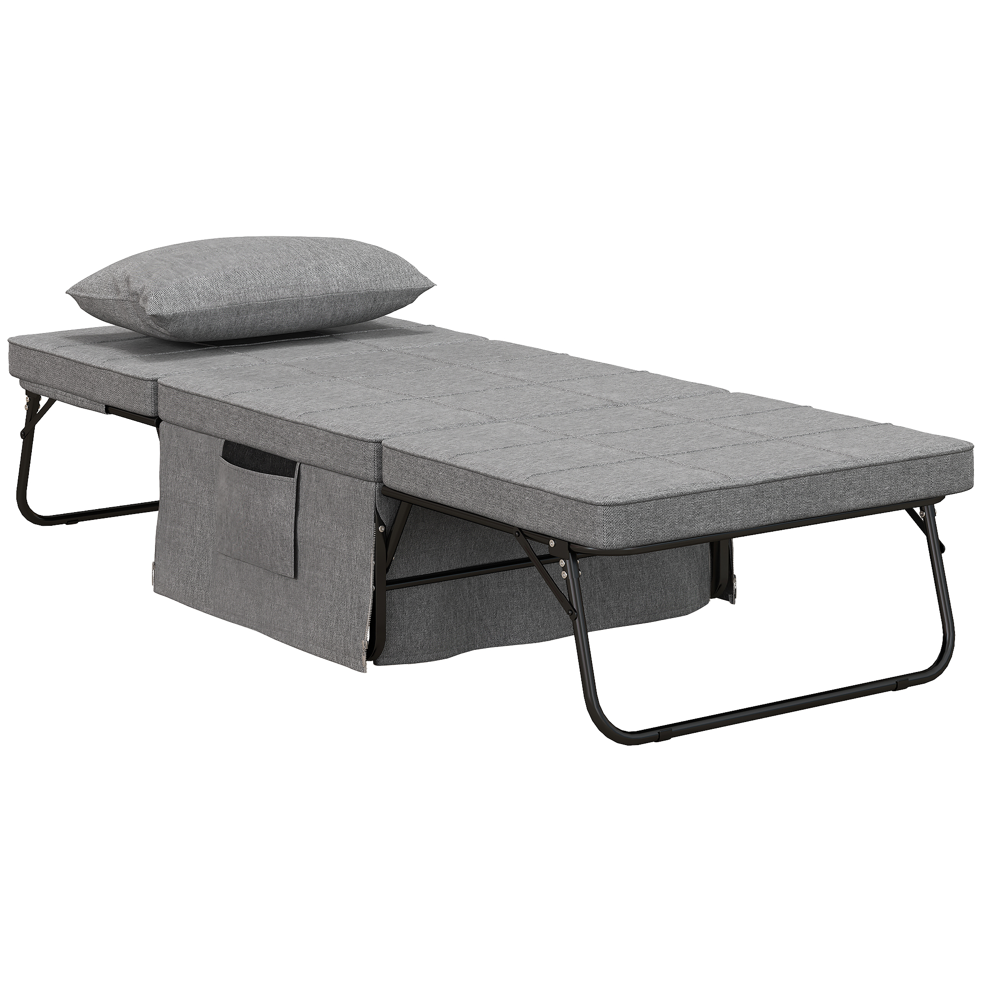 GRR1d21955b4fbaf2.jpg Pouf Letto Pieghevole Multiuso 4 in 1 con Schienale Reclinabile a 5 Livelli, Grigio - immagine 1