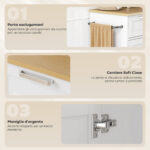 Carrello da Cucina con Cassetto, Armadietto, Portasciugamani e 3 Portaspezie, in Legno, 62x40x87 cm, Bianco - immagine 8