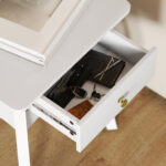 Tavolino da Salotto con Cassetto in Stile Francese con Gambe Curve, 45x35x55 cm, Bianco - immagine 9