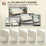 Divano Letto 3 Posti con Schienale Reclinabile e Rivestimento Effetto Velluto, 185x84x83 cm, Beige - immagine 8