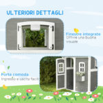 Casetta per Bambini 3-8 Anni con 6 Finestre e Fioriera, in Legno di Abete, 104,5x110x137 cm, Grigia - immagine 7