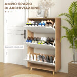 Scarpiera Salvaspazio a 3 Cassetti con Ripiano Regolabile per 18-24 Paia di Scarpe, 72x24x119cm, Bianco - immagine 4