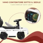 Macchina a Spinta per Bambini 12-36 Mesi con Licenza Mercedes, Tettuccio e Maniglia di Spinta, 85,5x40,5x95 cm, Bianco - immagine 4