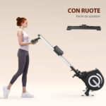 Vogatore Magnetico Pieghevole per Allenamento a Casa, Volano Regolabile su 8 Livelli e Monitor LCD, 185x58x57cm, Nero - immagine 8