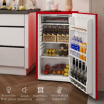 Frigorifero Piccolo 91L MonoPorta Reversibile con Congelatore e Temperatura Regolabile, Rosso - immagine 8