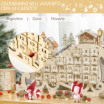 Calendario dell'Avvento in Legno a Forma di Slitta con 24 Cassetti da Riempire, Decorazioni e Luci a LED, 45x10x31cm - immagine 5