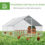 Pollaio da Giardino con Telaio Zincato, Copertura Impermeabile e Rete Esagonale, 3x4x2 m, Argento - immagine 5