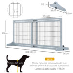 Cancellino per Cani Estensibile da Interno in Legno e Acciaio, 104-180x36x69cm, Blu-grigio - immagine 3