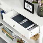 Tavolo Consolle con 2 Cassetti e 2 Mensole, Consolle Ingresso e Soggiorno in MDF, 1x30,5x80cm, Bianco - immagine 9