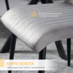 Set 2 Sedie da Cucina Imbottite e Salvaspazio con Gambe in Acciaio, 43x58x90 cm, Grigio e Nero - immagine 5