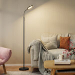 Lampada da Terra LED con Telecomando, Testa Girevole, Regolazione Luminosità e Temperatura, Nero - immagine 2