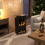 Camino a Bioetanolo Autoportante, Bruciatore da 1,2L Durata 3 Ore, Area Riscaldata 20-25 m², Nero - immagine 2