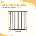 Cancelletto per Cani Estensibile e Regolabile per Scale e Porte, in Acciaio e ABS, 75-85x76 cm, Nero - immagine 4