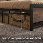 Struttura Letto Singolo in Legno e Acciaio con Doghe in Stile Industriale, 90x2cm - immagine 5
