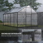 Serra per Orto in PC e Alluminio con Porta a Battente e 2 Finestre Regolabili, 304x247x205 cm, Nero - immagine 8