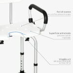 Sedia per doccia per Anziani, Disabili e Donne Incinte Imbottita con forma a U, 54x52x70-82cm, Bianco - immagine 4