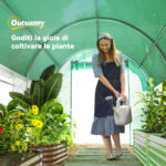 Serra a Tunnel 3x2 m con Rete Ombreggiante Extra, Finestre e Ingresso a Zip, in PE e Acciaio, Verde - immagine 9