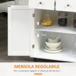 Carrello da Cucina Portaspezie a 3 Livelli e 4 Ruote in MDF e Truciolato, 89x45x89cm, Bianco - immagine 7