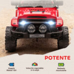 Fuoristrada per Bambini con Fanali, Clacson, Cintura e Telecomando, in PP e Metallo, 99x66x68,5 cm, Rosso - immagine 4