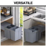 Pattumiera Estraibile da 40L con 3 Contenitori per Raccolta Differenziata, 48x34,2x41,8 cm, Grigio - immagine 7