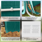 Garage Moto per Esterno 2,4x2 m, Tenda Garage per Attrezzi in Metallo e Tessuto PE, per Moto e Biciclette, Verde - immagine 6