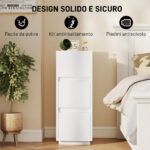 Set di 2 Comodini con 2 Cassetti e Ripiano Aperto Moderni e Salvaspazio, 25x30x65 cm, Bianco - immagine 7