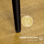 Set 2 Sedie da Pranzo Design Nordico in Metallo e Tessuto Effetto Velluto Giallo e Nero, 52x54x79 cm - immagine 6