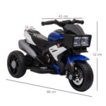Moto Elettrica per Bambini 3-5 Anni 6V (max, 25kg), Velocità 3km/h, Motorino Elettrica per Bimbi con 3 Ruote, Luci e Suoni, Blu e Nero, 86x42x52cm - immagine 3