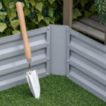 Set di 2 Letti per Orto Rialzati con Fondo Aperto per Piante e Ortaggi, in Acciaio, 1x1x30 cm, Grigio - immagine 7