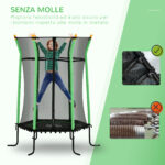 Trampolino Elastico per Bambini 3-10 Anni con Ingresso a Cerniera e Pali Imbottiti, Ø163,5x190 cm, Verde - immagine 4