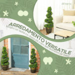 Set 2 Piante Artificiale a Spirale in PE da 90 cm con Vaso Incluso, Verde e Blu - immagine 5