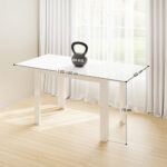 Tavolo da Pranzo Allungabile per 4-6 Persone con Pannelli a Ribalta, in Legno, 120-160x80x78 cm, Bianco - immagine 3