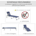 Sdraio da Giardino Pieghevole Poggiatesta e Schienale Regolabile Blu - immagine 4