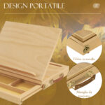 Cavalletto per Pittura Pieghevole in Faggio con Angolazione Regolabile e Cassetto, 33,5x26x26 cm - immagine 7