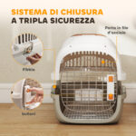 Trasportino per Gatti e Cani Piccoli Fino 4 kg in Plastica con Finestra Superiore, 49x32x31 cm, Grigio - immagine 5