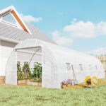 Serra a Tunnel 8x3x2 m con Rivestimento in Plastica e Acciaio Rinforzato, Bianco - immagine 8